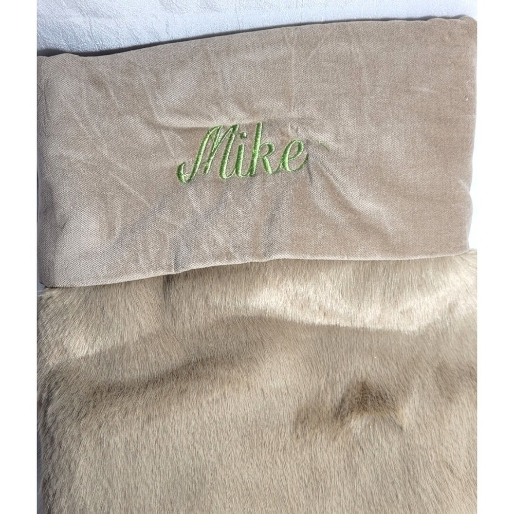Pottery Barn Faux Fur Alpaca Medium Christmas Stocking - Premade Monogram 'Mike' - Picture 3 of 4